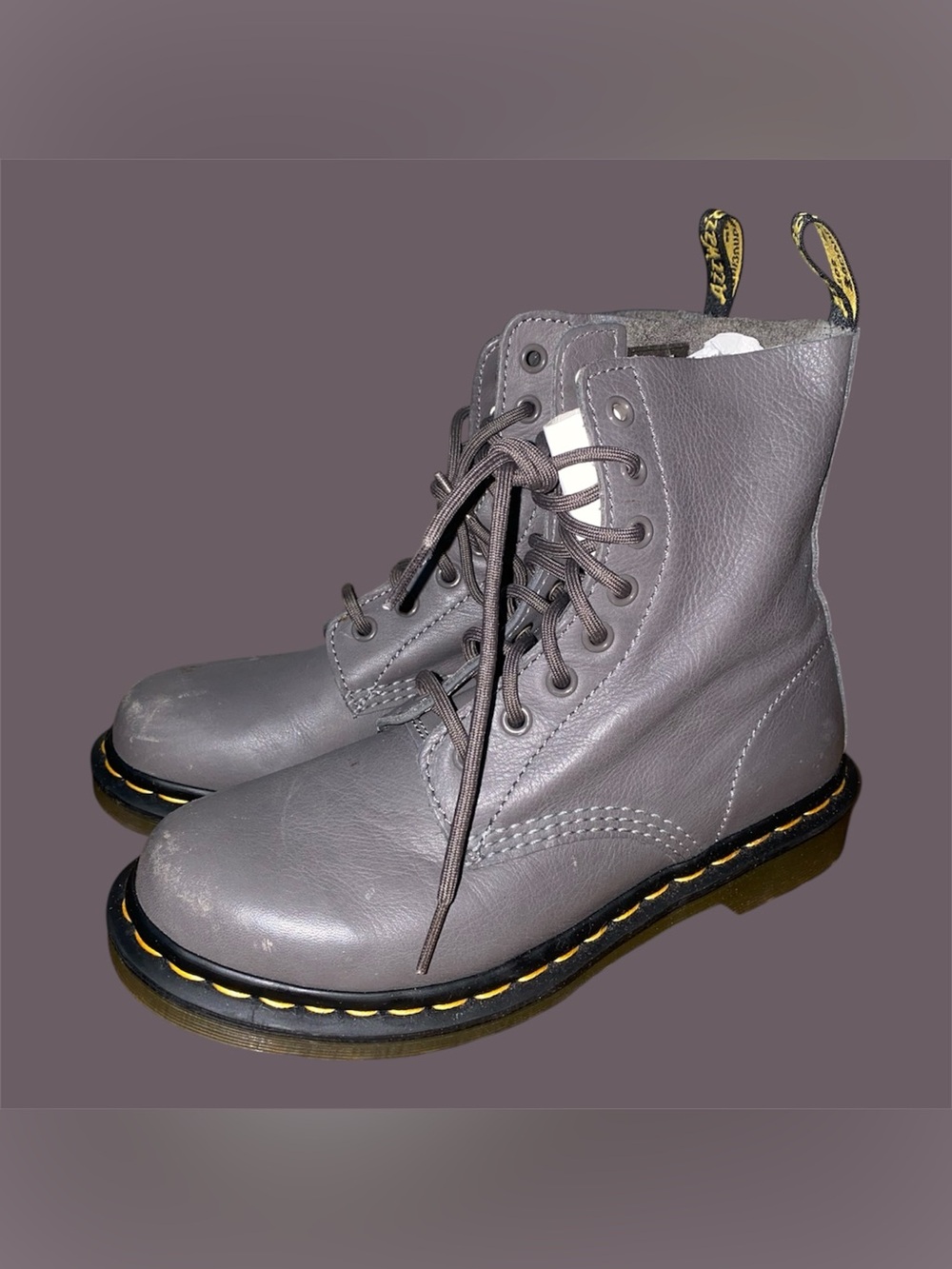 Dr. Martens 1460 PASCAL Virginia Grey Soft Leather Boots Womens US 7 EU 38 Docs